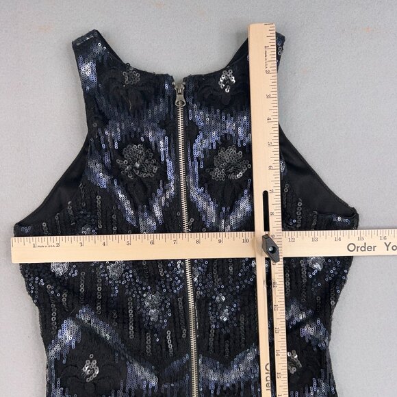 Cache Dress Womens 6 Small Blue Black Sequin Sparkle Evening Party Glam - Picture 8 of 13